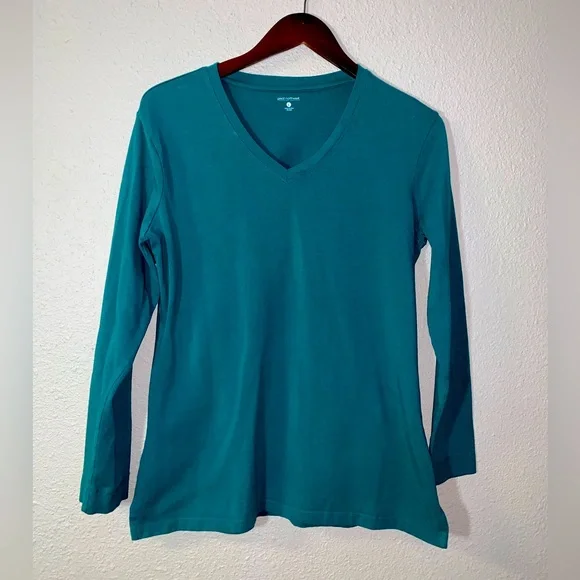 Great Northwest green Long-sleeve Cotton T-shirt Sz L stretch loungewear cozy - Picture 12 of 12